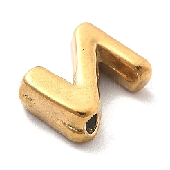 イオンプレーティング（IP）304ステンレススチールチャーム  レターチャーム  18KGP本金メッキ  文字Z  9.5x7.5x3mm  穴：1.6mm&nbsp;STAS-R138-07G-Z