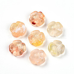 透明なアクリルビーズ  スモモの花  ツートン  桃パフ  20x19.5x7mm  穴：1.6~1.8mm  約230個/500g&nbsp;TACR-T028-40E