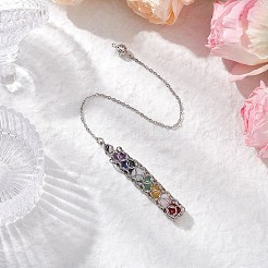 7 Chakra Round Natural Amethyst & Lapis Lazuli & Rose Quartz & Green Aventurine & Dyed Quartz & Carnelian & Synthetic Citrine Dowsing Pendulums&nbsp;PALLOY-JF03658-02