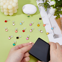 20スタイルプラスチックモバイル防塵プラグ10個  合金エナメルハートペンダント付き  ミックスカラー  23mm  2個/スタイル&nbsp;HJEW-DC00056
