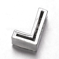 Platinum Plated Brass Micro Pave Cubic Zirconia Letter Slide Charms&nbsp;ZIRC-E015-04L