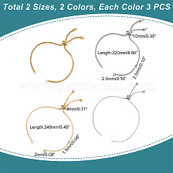12Pcs 4 Styles Adjustable 304 Stainless Steel Slider Bracelets Making&nbsp;STAS-UN0054-34