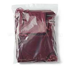 18個 3スタイルの長方形ベルベット巾着ポーチ  キャンディーギフトバッグクリスマスパーティー結婚式好意バッグ  暗赤色  7~12x5~10cm  6個/スタイル&nbsp;TP-FS0001-04C