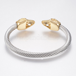 304 Stainless Steel Cuff Bangles Torque Bangles&nbsp;BJEW-H570-07GP