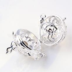 Rack Plating Brass Cage Pendants&nbsp;KK-S751-028S