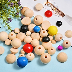 400Pcs 8 Style Unfinished Natural Wood Cabochons & Beads&nbsp;WOOD-SZ0001-02