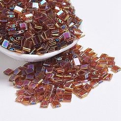 MIYUKIティラビーズ  日本製シードビーズ  2穴  （tl257)透明トパーズab  5x5x1.9mm  穴：0.8mm  約590個/50g&nbsp;SEED-X0054-TL257