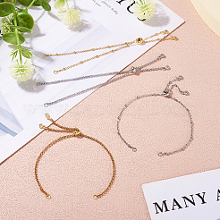 2 Sets 2 Colors 304 Stainless Steel Satellite Chain Bracelet Slider Making&nbsp;MAK-TA0001-22