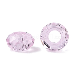 ガラスヨーロピアンビーズ  大穴ビーズ  芯金がない  ロンデル  パールピンク  14x8mm  穴：5mm&nbsp;GDA007-05