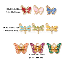 18個9スタイルアロイエナメルペンダント  蝶＆トンボ  ミックスカラー  13~14.5x13.5~18x2~3mm  穴：1.8~2mm  2個/スタイル&nbsp;ENAM-FP0002-52