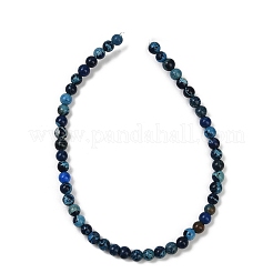 染色された天然レガライト/インペリアルジャスパー/海底堆積ジャスパービーズ連売り  丸い印象のジャスパー  ミッドナイトブルー  4mm  穴：1.2mm  約45個/連  7.68''（19.5センチメートル）&nbsp;G-B124-C04-05