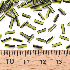 不透明な色ツートンシードガラスラッパビーズ  丸い穴  ラウンドラッパ  黄緑  4~8.5x2mm  穴：0.6~0.8mm  約450g /ポンド&nbsp;SEED-T006-02A-04