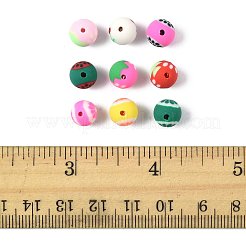 フルーツテーマの手作りポリマー粘土ビーズ72個9スタイル  ラウンド  ミックスカラー  8.2mm  穴：1.2~1.6mm  8個/スタイル&nbsp;CLAY-FS0001-42