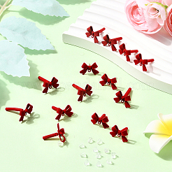 32個の合金スタッドピアスのパーツ  スターリングシルバーのピンとループが925つ  蝶結び  ファイヤーブリック  11x15x4mm  穴：1.2mm  ピン：0.7mm&nbsp;FIND-BBC0005-28A