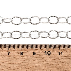 6.5mm 201ステンレススチールテクスチャオーバルリンクチェーンネックレス（ユニセックス）  変色しない  ステンレス鋼色  21.85インチ（55.5cm）&nbsp;NJEW-K302-16P
