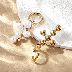 304 Stainless Steel Plastic Pearl Dangle Earrings&nbsp;EJEW-U044-01G
