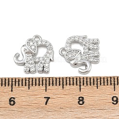 真鍮製マイクロパヴェキュービックジルコニアペンダント  象のチャーム  プラチナ  12x12x2.5mm  穴：1.2mm&nbsp;KK-K407-53P
