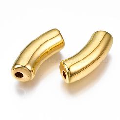 CCBプラスチックビーズ  カーブチューブ  ゴールドカラー  34.5x13x11mm  穴：3.5mm  約155個/500g&nbsp;CCB-J029-34G-A