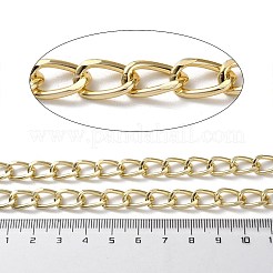 酸化アルミニウム ダイヤモンド カット ファセット カーブ チェーン  ツイストチェーン  溶接されていない  スプールで  ライトゴールド  12x8x2.5mm  約131.23フィート（40m）/ロール&nbsp;CHA-H001-12KCG