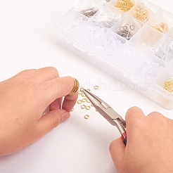 DIYジュエリーキット  真鍮指カン付き  真鍮のピアスフック  プラスチック製ピアスキャッチ  真鍮製丸カンと5インチ錆びないラジオペンチ  アンティークブロンズ＆ゴールデン＆プラチナ  16.5x10.8x3cm&nbsp;DIY-YW0001-22