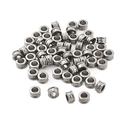 チベット風合金ヨーロピアンビーズ  大穴ビーズ  コラム  ガンメタ色  8x4.5mm  穴：4.5~5mm&nbsp;K0P5H051