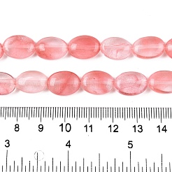 チェリークォーツガラスビーズ連売り  フラットオーバル  14x10x5.5mm  穴：1.2mm  約28個/連  15.55''（39.5センチメートル）&nbsp;G-M206-35