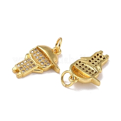 Brass Micro Pave Clear Cubic Zirconia Pendants&nbsp;ZIRC-A021-55G