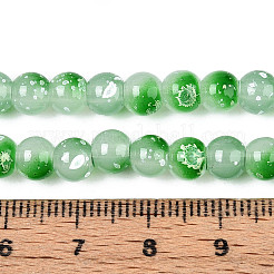 プリントガラスビーズ焼付塗装ガラスビーズ連売り  ラウンド  濃い緑  6~6.5mm  穴：1~1.2mm  約142~143個/連  29.92~30.71インチ（76~78cm）&nbsp;DGLA-N015-6mm-09