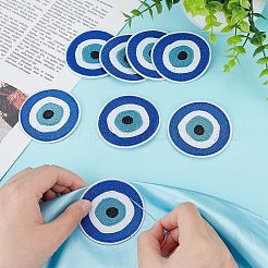 Evil Eye Pattern Cloth Computerized Embroidery Iron On/Sew On Patches&nbsp;PATC-WH0011-14