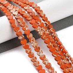 染色合成インペリアルジャスパービーズ連売り  ハート  トマト  6x6x3mm  穴：1mm  約69~71個/連  14.57''~14.96''（37~38センチメートル）&nbsp;G-M403-A39-02
