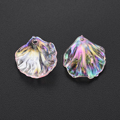 透明なアクリルパーツ  ABカラーメッキ  葉  ピンク  19.5x17x4.5mm  穴：1.4mm  約1720個/500g&nbsp;MACR-S373-73-C04