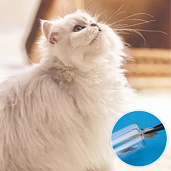 猫のファー収納用竹製キャップ付きガラスビーズ収納チューブ2個  プラスチックピンセット1個と麻布巾着袋1個付き  透明  3.2x12.5cm  内径：2.5のCM  容量：60ml（2.03fl.oz）&nbsp;AJEW-WR0002-82