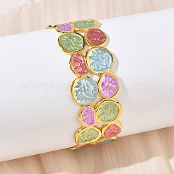 Brass Enamel Cuff Bangles for Women&nbsp;BJEW-A173-02G