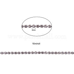 真鍮製ラインストーンストラスチェーン  ラインストーンカップチェーン  銀  2mm  約10m /ロール&nbsp;CHC-CJ0001-52