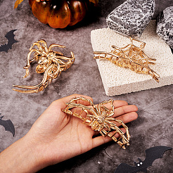 ハロウィン合金爪ヘアクリップ 3スタイル 女性 女の子用 3個  蜘蛛/蜘蛛の巣  ゴールドカラー  41.5~60x106~110x33.5~47.5mm  1個/スタイル&nbsp;AJEW-TA0001-91