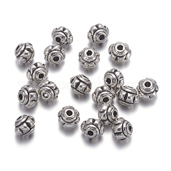 アンティークシルバートーンチベットシルバーフラワービーズ  鉛フリー＆カドミウムフリー  約5 mm幅  長さ4.3mm  穴：約1mm&nbsp;X-AB622