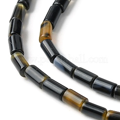 天然石黒瑪瑙ビーズ連売り  染め＆加熱  コラム  ブラック  5~6.5x3~3.5mm  穴：0.8mm  約73個/連  15.75''（40センチメートル）&nbsp;G-D067-A01