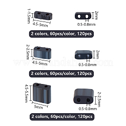360個 6スタイル 2穴不透明ガラスシードビーズ  長方形と正方形  白と黒  4.5~5x2~5.5x1~2.5mm  穴：0.5~0.8mm  60個/スタイル&nbsp;SEED-NB0002-13