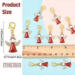 天使合金エナメルペンダント装飾20個  合金製カニカン付き  レッド  36mm&nbsp;HJEW-YW00271-01