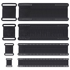 120種類のスタイルのプラスチックリリースバックル4個  クラスプ交換パーツ  ブラック  17.5~34x13~29x3~4mm  穴：10.5~25x1.5~3mm  30個/スタイル&nbsp;FIND-CA0009-22