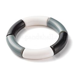 Opaque Chunky Acrylic Curved Tube Beads Stretch Bracelets for Men Women&nbsp;BJEW-JB07317