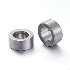 変色しにくい201ステンレススチールビーズ  大穴ビーズ  コラム  ステンレス鋼色  10x4.5mm  穴：6mm&nbsp;STAS-L238-010D-P