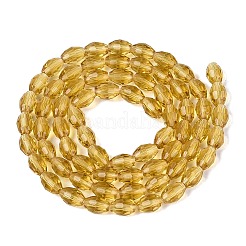 透明ガラスビーズ連売り  ライス  多面カット  ゴールデンロッド  8~9x5~6mm  穴：0.9~1mm  約67~68個/連  22.83~23.62インチ（58~60cm）&nbsp;LS-GLAA-N071-01A-A08