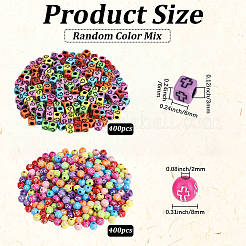 800個 2スタイル クロステーマ アクリルビーズ  混合図形  ミックスカラー  6~8x6~8x6~8mm  穴：2~3mm&nbsp;MACR-PA0001-45B
