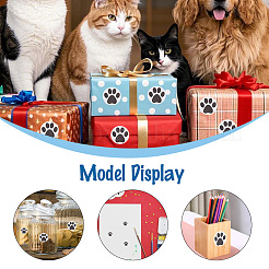 紙製装飾ステッカー  粘着デカール  犬の足跡  ブラック  64x28mm&nbsp;STIC-WH20010-07A