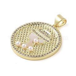 Brass Micro Pave Clear Cubic Zirconia Pendants&nbsp;KK-Q813-11A-G