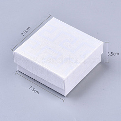 厚紙のジュエリーボックス  イヤリング＆リング＆ペンダント用  内部のスポンジ  正方形  ホワイト  7.5x7.5x3.5cm  インナーサイズ：7x7センチメートル&nbsp;CBOX-N012-23