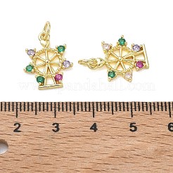 Brass Micro Pave Colorful Cubic Zirconia Pendants&nbsp;KK-T085-13G
