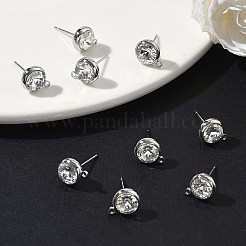 シェグレース 真鍮製ラインストーン フラットラウンドスタッドピアス金具  カドミウムフリー＆ニッケルフリー＆鉛フリー  カン付き  プラチナメッキ  10x8mm  穴：1.2mm&nbsp;XGR0099P-120P
