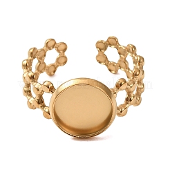 Hollow Flower 304 Stainless Steel Cuff Ring Components&nbsp;STAS-P454-03B-G